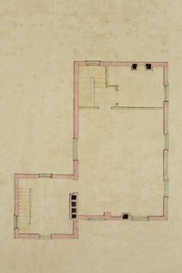Plattegrond van de Tweede Verdieping van de Voorgestelde Villa in Catskill door Thomas Cole