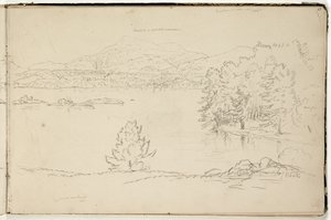 Hoosick of Saddle Mountain en meer bij Pittsfield, c.1832 door Thomas Cole