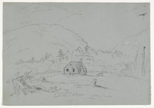 Huis in Mount Desert, ca. 1844 door Thomas Cole