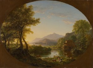 De molen, zonsondergang door Thomas Cole