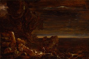 De pelgrim van de wereld aan het einde van zijn reis studie voor de serie, Het kruis en de wereld door Thomas Cole