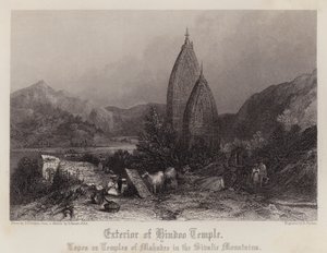 Exterieur van Hindoe Tempel (kleur litho) door Thomas Colman (after) Dibdin