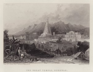 De Grote Tempel, Hurdwar (kleur litho)
