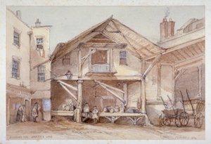 Blossoms Inn, Lawrence Lane, City of London, 1854 door Thomas Colman Dibdin