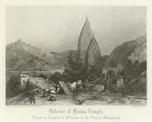 Exterieur van een Hindoeïstische tempel door Thomas Colman Dibdin