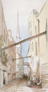 Huggin Lane, City of London, 1851 door Thomas Colman Dibdin