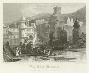 De ghat, Hurdwar, India door Thomas Colman Dibdin