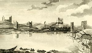Noordelijk uitzicht op de ruïnes van Clomines, Co. Wexford door Thomas Cook