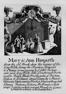 Handelskaart voor de winkel van Mary en Ann Hogarth, 1807, 1827 door Thomas Cook
