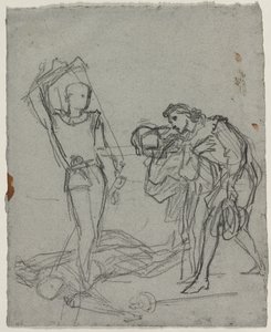 Duel na het gemaskerde bal (recto), ca. 1857 door Thomas Couture