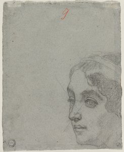 Hoofd van een Vrouw (verso) door Thomas Couture