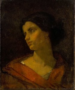 Hoofd van een vrouw, studie door Thomas Couture