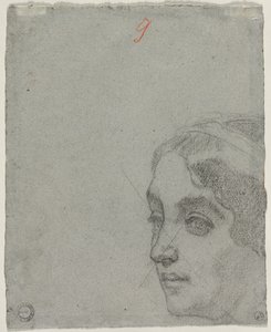 Hoofd van een Vrouw verso, c. 1857 door Thomas Couture