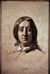 Portret van Georges Sand (1804-1876) (Aurore Dupin, Barones Dudevant) Franse schrijfster Tekening door Thomas Couture (1815-1879) 1859 Versailles, musee du chateau