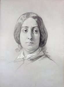 Portret van de schrijfster George Sand (1804-1876) Aurore Dupin, Barones Dudevant Tekening door Thomas Couture (1815-1879) 1844 Parijs, Museum van de Romantiek