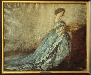 Keizerin Eugenie in gebed ... (olieverf op doek) door Thomas Couture