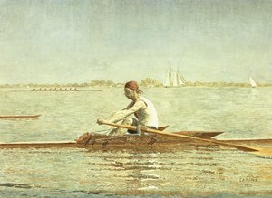 John Biglin in een enkele skiff, 1873 door Thomas Cowperthwait Eakins