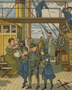 Het Kanaal oversteken (kleur litho)