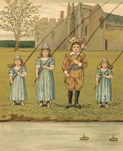 Huiselijk Leven: Kinderen Vissen in de Rivier door Thomas Crane