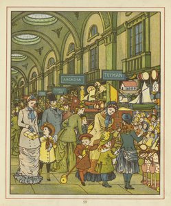 Mensen winkelen in een arcade door Thomas Crane
