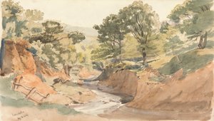 Landschapszicht bij Powerscourt door Thomas Creswick