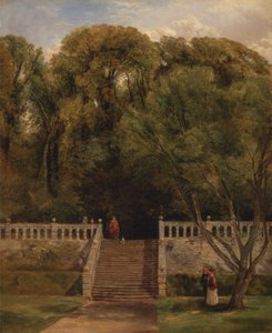 Op het Terras bij Haddon Hall, Derbyshire door Thomas Creswick