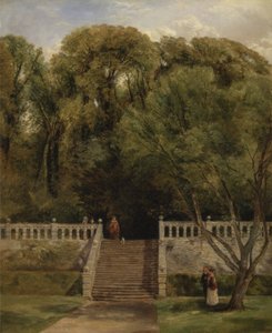 Op het Terras bij Haddon Hall, Derbyshire door Thomas Creswick