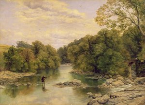 De rivier de Tees bij Rokeby, Yorkshire, c.1860 door Thomas Creswick