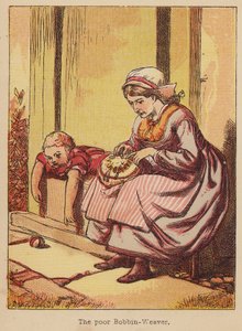 De arme Bobbin-Weaver door Thomas Dalziel
