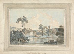 Boerderij, Rivier en Schuit door Thomas Daniell