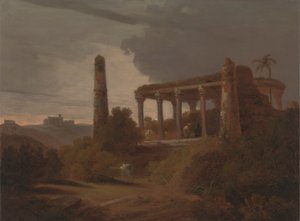 Indiaas Landschap met Tempelruïnes door Thomas Daniell