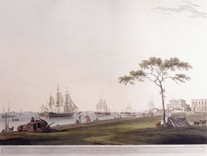 Gezicht op de Esplanade, Calcutta, 1797 door Thomas Daniell