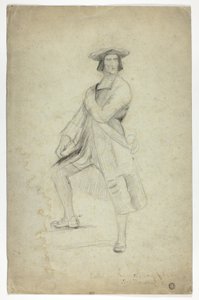 Studie voor staande man met sjerp en dramatische pose door Thomas Duncan