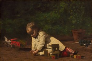Baby aan het Spelen door Thomas Eakins