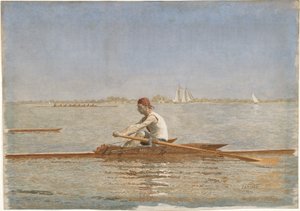 John Biglin in een enkele skiff, 1873 door Thomas Eakins