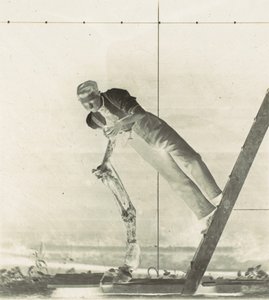 Man op een ladder met ontleed paardenbeen, 1880s door Thomas Eakins
