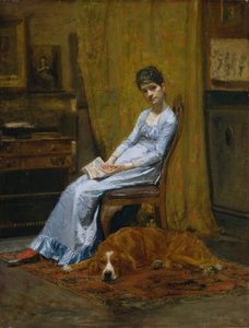 De vrouw van de kunstenaar en zijn setterhond, ca. 1884-89 door Thomas Eakins