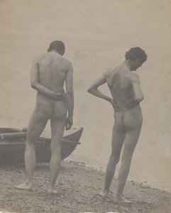 Thomas Eakins en John Laurie Wallace op een strand, ca. 1883 door Thomas Eakins