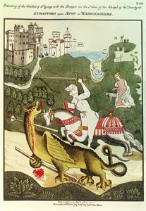 St. George en de Draak, naar een origineel schilderij in de Kapel van de Drie-eenheid in Stratford Upon Avon, Warwickshire, 1804