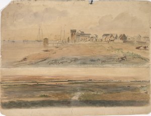 Indianola, Texas en Indianola met Lavaca Point in de verte, 16 mei 1852 (aquarel op papier)