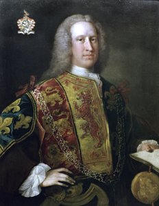 Sir Charles Townley, wapenkoning met kousenband door Thomas Frye