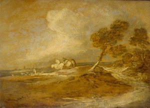 Een landschap met ruiters door Thomas Gainsborough