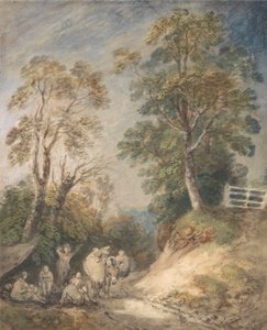 Landweg met rustende zigeuners door Thomas Gainsborough