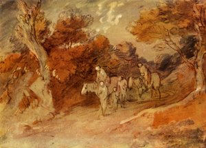 Figuren en paarden in een landweg, midden-late 18e eeuw, 1934 door Thomas Gainsborough