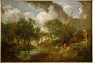 Landschap in Suffolk (schilderij op doek) door Thomas Gainsborough