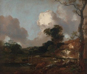 Landschap met stroom en stuw door Thomas Gainsborough