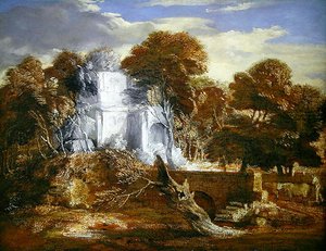 Landschap met een Figuur en Vee door Thomas Gainsborough