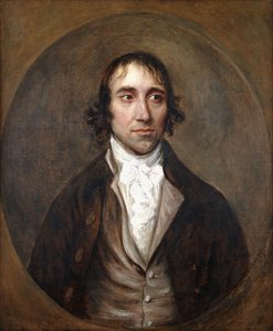 Portret van John Gainsborough, de broer van de kunstenaar, buste lengte, in een bruine jas en vest en witte das