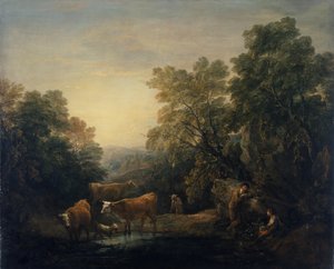 Rotsachtig landschap met Hagar en Ismaël door Thomas Gainsborough