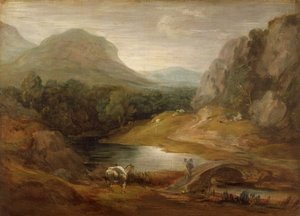 Rotsachtig landschap met een brug door Thomas Gainsborough